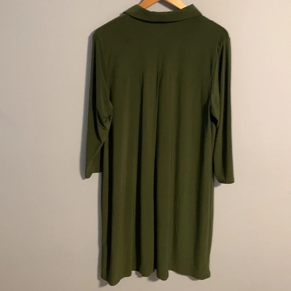 MSK women size 1x quart zip army green mini dress 3/4 sleeve circle zipper hook - Picture 5 of 9